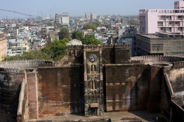 Aerial view of gate of Bhadra fort constructed in 1411 AD in city of Ahmedabad ; Gujarat ; India clipart