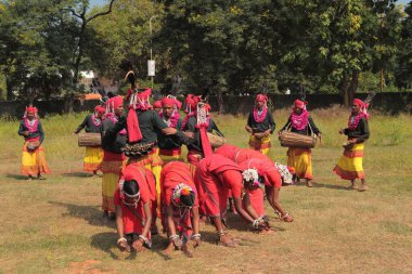Mudia kabile dansçısı, jagdalpur, chhattisgarh, Hindistan, Asya