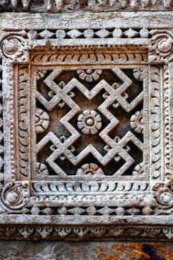 Geometrik desenler; Rani ki vav; taş oyma; yeraltı yapısı; iyi adım at; Patan; Gujarat; Hindistan