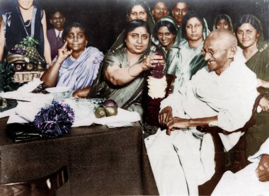 Mahatma Gandhi and Sarojini Naidu at Women Indian Council, Morley College, England, November 18, 1931 clipart