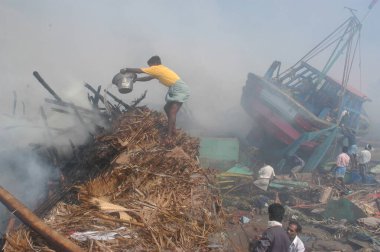 Hasar, Doğal Afet Tsunami Deniz Zemininde Deprem, Nagapattinum, Velankanni, Tamil Nadu, Hint Okyanusu, Hindistan - 27 Aralık 2004