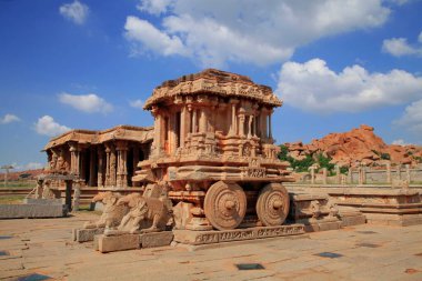 Taş araba garuda hampi, vijayanagar, karnataka, Hindistan, Asya 