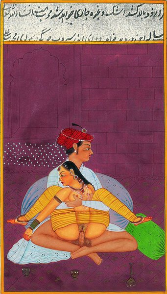 Erotic miniature painting, india, asia