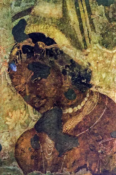 Freskler, adanta mağaraları, aurangabad, maharashtra, Hindistan, Asya