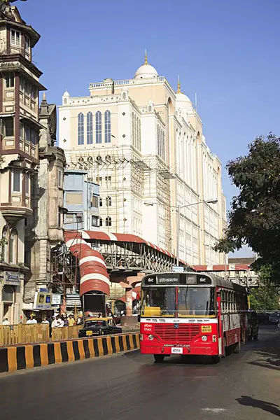 Stock image Old building Sakina Manzil and modern Saifee hospitals, Maharishi Karve road, Charni Road, Bombay Mumbai, Maharashtra, India 