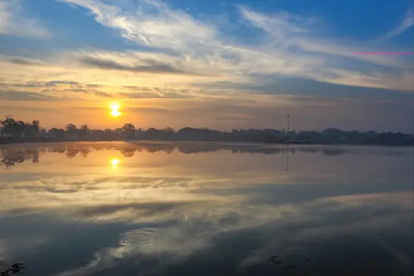 Stock image Sunset over dalpat sagar lake, jagdalpur, bastar, chhattisgarh, india, asia