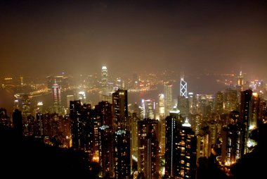 Gece şehri manzarası; Hong Kong