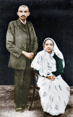 Kasturba Gandhi ve Mahatma Gandhi Johannesburg, Güney Afrika, Temmuz 1914 