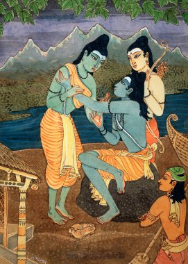Hinduizm, Hindu sanatı, himalaya akademi sanatı, din, maneviyat, sanatçı S. Rajam, Müshil ve Bharat kardeşlerle Lord Ram.