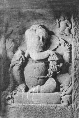 Ganesh statue, ellora caves, aurangabad, maharashtra, india, asia clipart