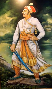 Vertical painting of Maharana Uday Singh ; Udaipur ; Rajasthan ; India clipart