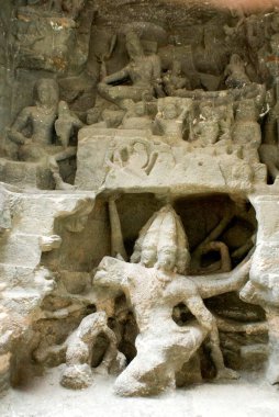 Ruin statue in Ellora caves ; Aurangabad ; Maharashtra ; India clipart