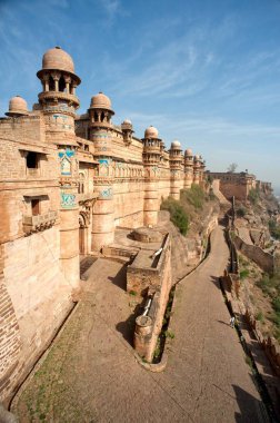 Fort Gwalior 'un Hathia paur kapısı, Madhya Pradesh, Hindistan 