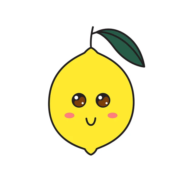 有脸的柠檬味 Kawaii Doodle柠檬分离于白色背景 种群矢量说明 — 图库矢量图片