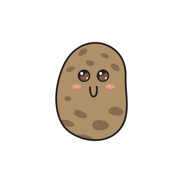 Aranyos Krumpli Karakter Arccal Kawaii Firka Burgonya Izolált Fehér Alapon — Stock Vector