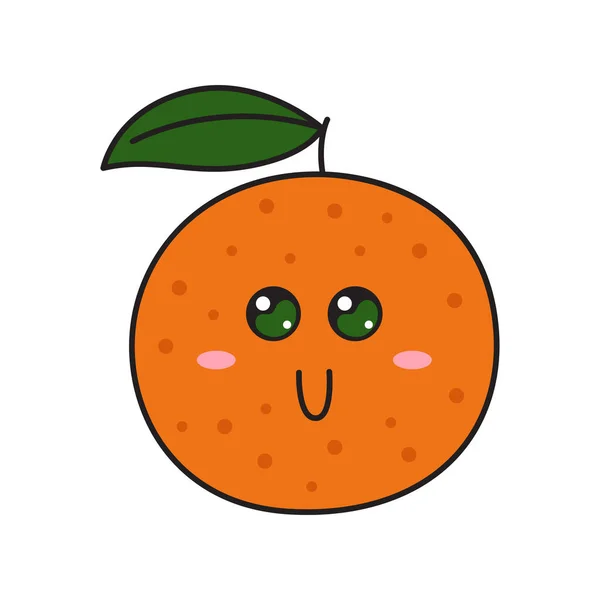 Cute Pomarańczowy Charakter Twarzy Kawaii Doodle Pomarańczowy Izolowany Białym Tle — Wektor stockowy