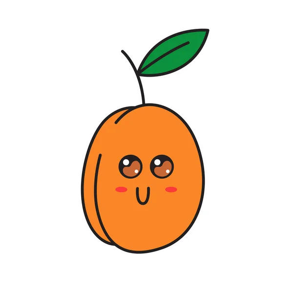 얼굴에 점잖은 캐릭터 Kawaii Doodle Apricot 배경에 Stock Vector Illustration — 스톡 벡터