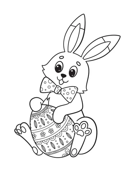 Lapin Pâques Page Livre Coloriage Doodle Pour Adultes Enfants Antistress — Image vectorielle