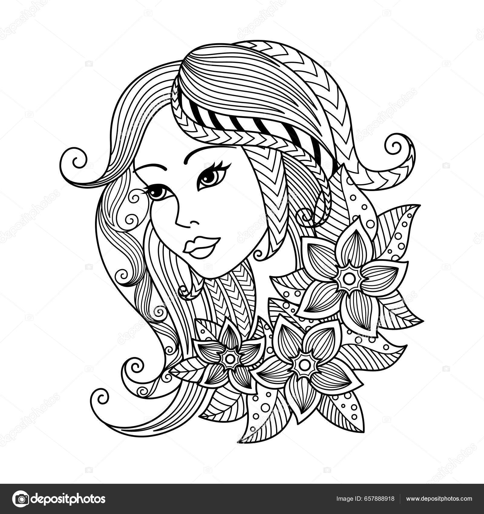Знак Зодиака Девы Книга Раскраски Zentangle Взрослых Знак Зодиака.