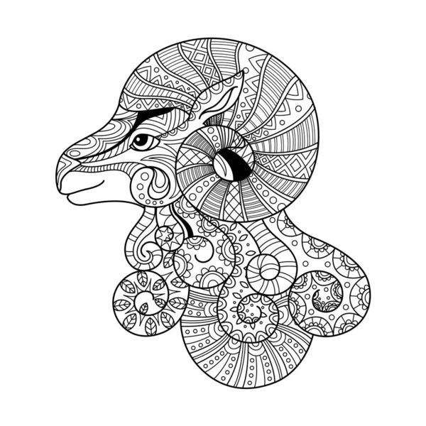 Знак Зодиака Книга Раскраски Zentangle Взрослых Знак Зодиака — стоковый вектор