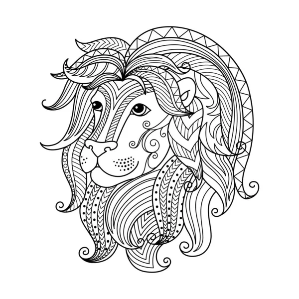 Знак Лео Зодиака Книга Раскраски Zentangle Взрослых Знак Зодиака — стоковый вектор