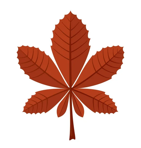 Φθινοπωρινό Κόκκινο Φύλλο Κάστανου Απομονωμένο Λευκό Φόντο Εικονογράφηση Διανύσματος — Διανυσματικό Αρχείο