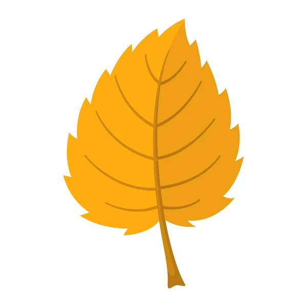 Yellow Autumn Leaf Birch Aspen Isolated White Background Vector Illustration — Stock Vector