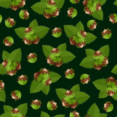 Karanlık bir arka planda kusursuz fındık deseni. Stok vektörü.