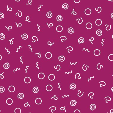 Parlak bir arka planda basit geometrik şekilli kusursuz memphis karalama deseni. Vektör illüstrasyonu.