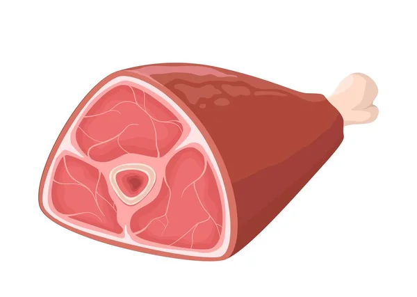 Skinka Ben Vektor Illustration Vit Bakgrund Aptitretare Köttprodukt — Stock vektor