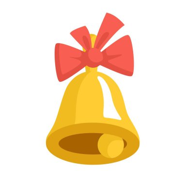 Noel ve diğer tatiller için kırmızı kurdeleli şenlik çanı. Beyaz arkaplan.