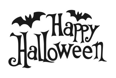 Kartlar, pankartlar ve diğer tasarımlar için yarasalarla dolu tuhaf Cadılar Bayramı yazıtları. Cadılar Bayramı öğesi.