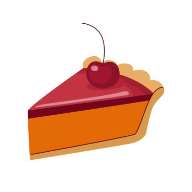 Kirazlı kek, balkabağı dolgulu, kirazla süslenmiş. Şükran Günü ve diğer tatiller için pasta. Beyaz arkaplanda izole.