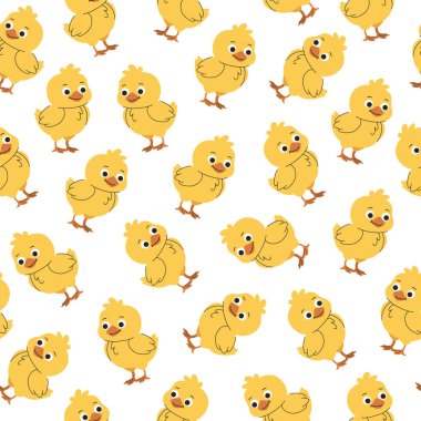 Güzel çizgi film pilici, kusursuz bebek deseni. Paskalya için arka plan, bebek kıyafetleri ve diğer tasarım tekrarı. Beyaz arkaplan.