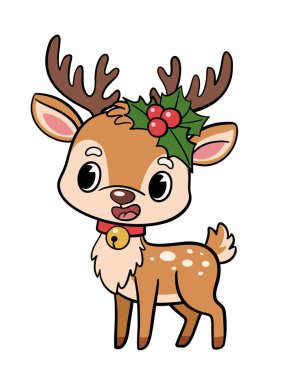 Noel Baba 'nın Noel Geyiği' nin ensesinde çoban püskülü ve çan var. Neşeli çizgi film karakteri.