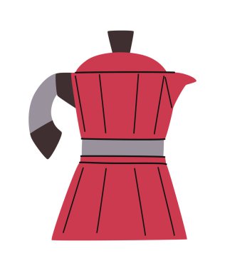 Çizgi film kırmızı gayzer kahve makinesi. Vektör düz çizim. Beyaz arkaplan.