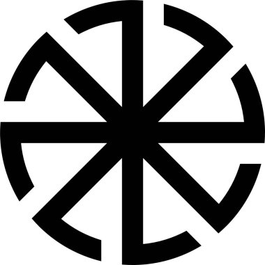 Ortasında haç olan siyah-beyaz dairesel bir tasarım. 