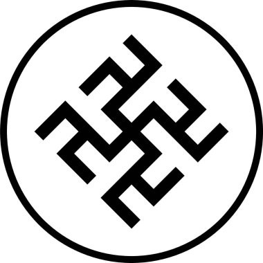 Odolen-trava 'nın ortasında haç olan siyah-beyaz dairesel bir tasarım.