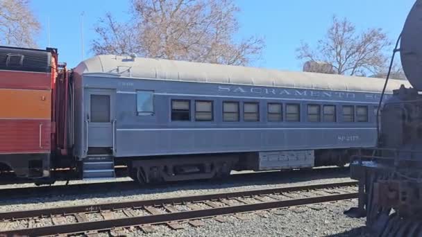 Sacramento Калифорния Сша 2024 Старый Сакраменто Старый Пассажирский Поезд — стоковое видео
