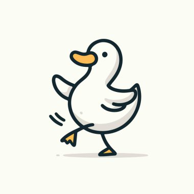 Mutlu beyaz ördek çizgi film karakteri maskotu