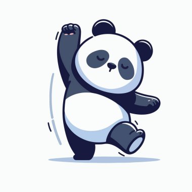 Tatlı küçük panda dans eden çizgi film karakteri maskotu