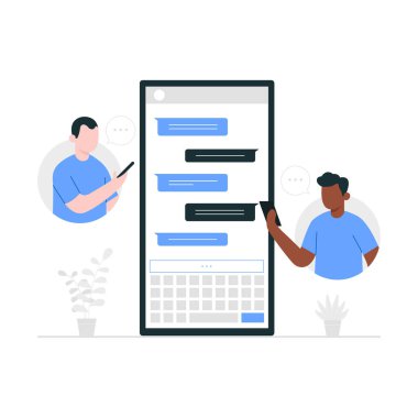 Cep telefonu kullanılarak mesaj illüstrasyonu kavramı