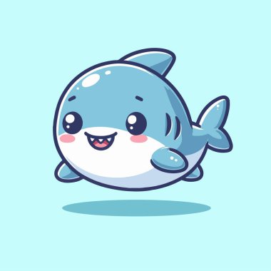 Çok şirin küçük köpek balığı çizgi film karakteri çizimi