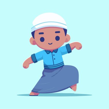 Çizgi film çizimleri yapan yakışıklı Müslüman çocuk.