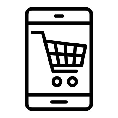 Kişisel ve ticari kullanım için çevrimiçi alışveriş hattı simgesi.