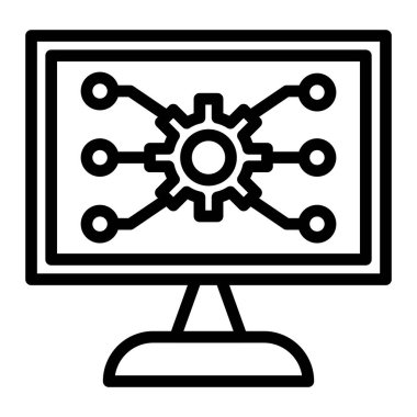 Kişisel ve ticari kullanım için Bilgisayar Bilimi Vektör Hattı Simgesi Tasarımı 