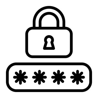 Kişisel ve ticari kullanım için Pin Numarası Vektör Satırı Simgesi Tasarımı