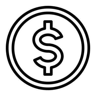 Dolar Para Birimi Vektör Satırı Kişisel ve Ticari Kullanım Simgesi Tasarımı