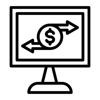 Kişisel ve ticari kullanım için Para Aktarım Vektör Hattı Simgesi Tasarımı