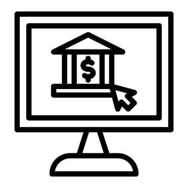 Kişisel ve ticari kullanım için Internet Bankacılık Vektör Hattı Simgesi Tasarımı